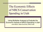 The Economic Effects of NRCS Conservation Spending in Utah