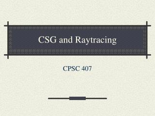 CSG and Raytracing