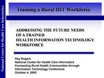 ADDRESSING THE FUTURE NEEDS OF A TRAINED HEALTH INFORMATION TECHNOLOGY WORKFORCE