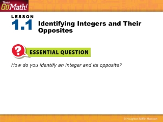 Identifying Integers and Their Opposites