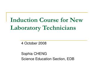 Induction Course for New Laboratory Technicians