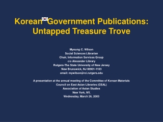 Korean Government Publications: Untapped Treasure Trove