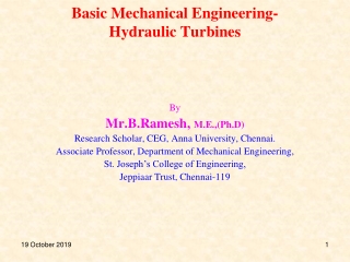 Basic Mechanical Engineering-Hydraulic Turbines