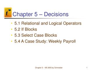 Chapter 5 – Decisions