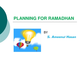 PLANNING FOR RAMADHAN