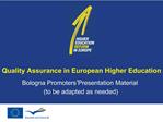 Quality Assurance in European Higher Education