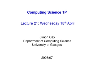 Computing Science 1P