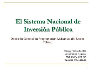 El Sistema Nacional de Inversión Pública