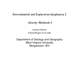 Environmental and Exploration Geophysics I