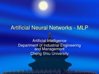 Artificial Neural Networks - MLP