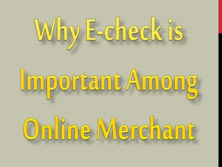 Why E-check is Important Among Online Merchant