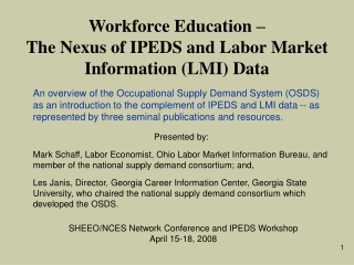 Workforce Education – The Nexus of IPEDS and Labor Market Information (LMI) Data