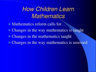 How Children Learn Mathematics