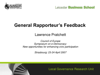 General Rapporteur’s Feedback