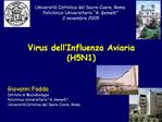 Virus dell Influenza Aviaria H5N1