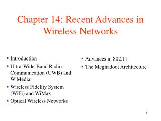 Chapter 14: Recent Advances in Wireless Networks
