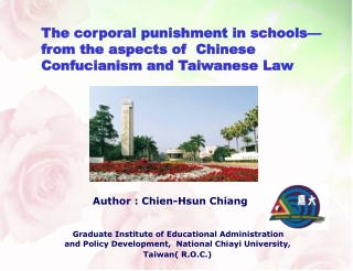 The corporal punishment in schools— from the aspects of Chinese Confucianism and Taiwanese Law