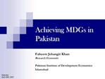 Achieving MDGs in Pakistan