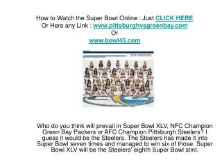 06-02-2011 Super Bowl XLV Pittsburgh Steelers V Green Bay Pa