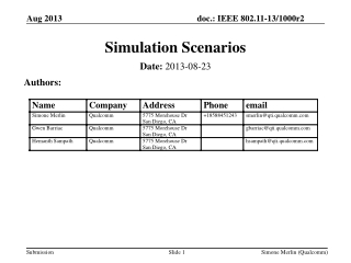 Simulation Scenarios