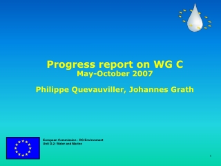 Progress report on WG C May-October 2007 Philippe Quevauviller, Johannes Grath
