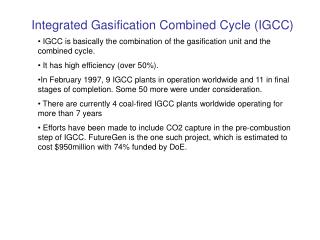 Integrated Gasification Combined Cycle (IGCC)