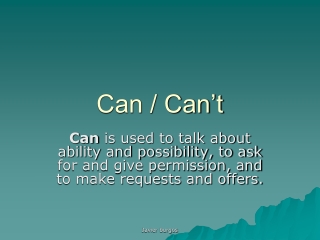 Can / Can’t