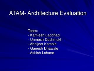 ATAM- Architecture Evaluation