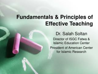 Fundamentals &amp; Principles of Effective Teaching