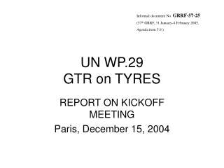 UN WP.29 GTR on TYRES