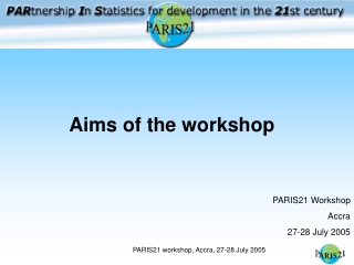 Aims of the workshop