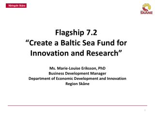 Flagship 7.2 “Create a Baltic Sea Fund for Innovation and Research”