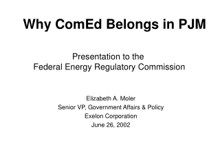 Presentation to the Federal Energy Regulatory Commission