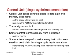 Control Unit (single cycle implementation)