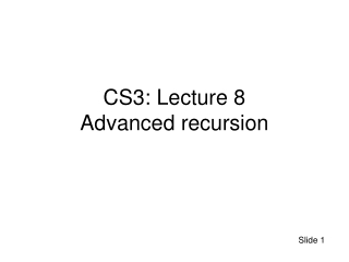 CS3: Lecture 8 Advanced recursion