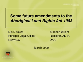 Some future amendments to the Aboriginal Land Rights Act 1983