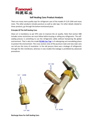 Self Healing Cans Product Analysis