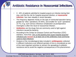 Antibiotic Resistance in Nosocomial Infections