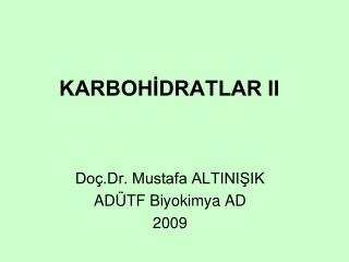 KARBOHİDRATLAR II