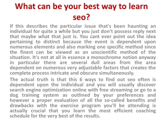how to learn seo work