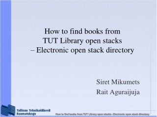 How to find books from TUT Library open stacks – Electronic open stack directory