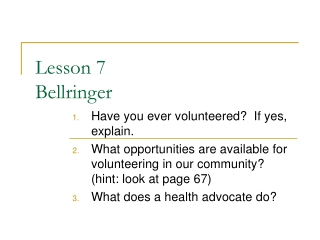 Lesson 7 Bellringer