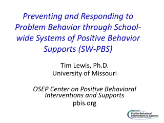Tim Lewis, Ph.D. University of Missouri