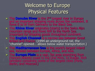 Welcome to Europe Physical Features