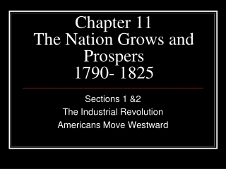 Chapter 11 The Nation Grows and Prospers 1790- 1825