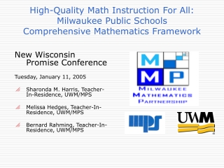 New Wisconsin Promise Conference Tuesday, January 11, 2005