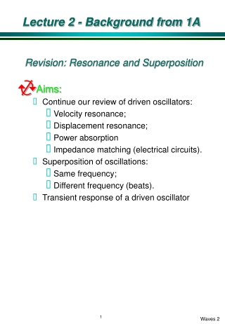 Lecture 2 - Background from 1A