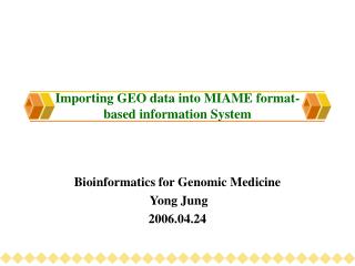Importing GEO data into MIAME format-based information System