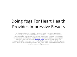 Doing Yoga For Heart Health Provides Impressive Results