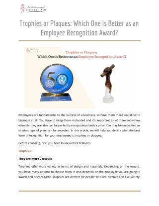 Trophies or Plaques Which One is Better as an Employee Recognition Award